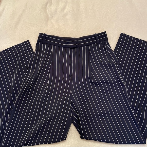 Aritzia Babaton Modesto Blue White Pinstripe 2 pants tailored wide leg pants - Picture 4 of 10